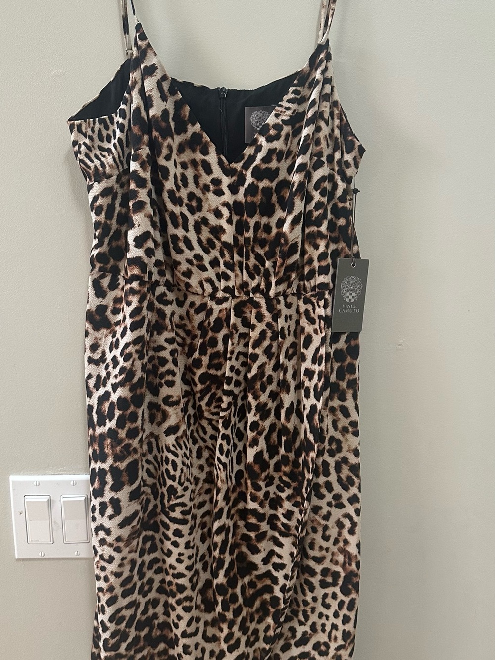 NWT Vince Camuto Leopard Dress for WHBM in Brown, Black, Cream, Womens 14